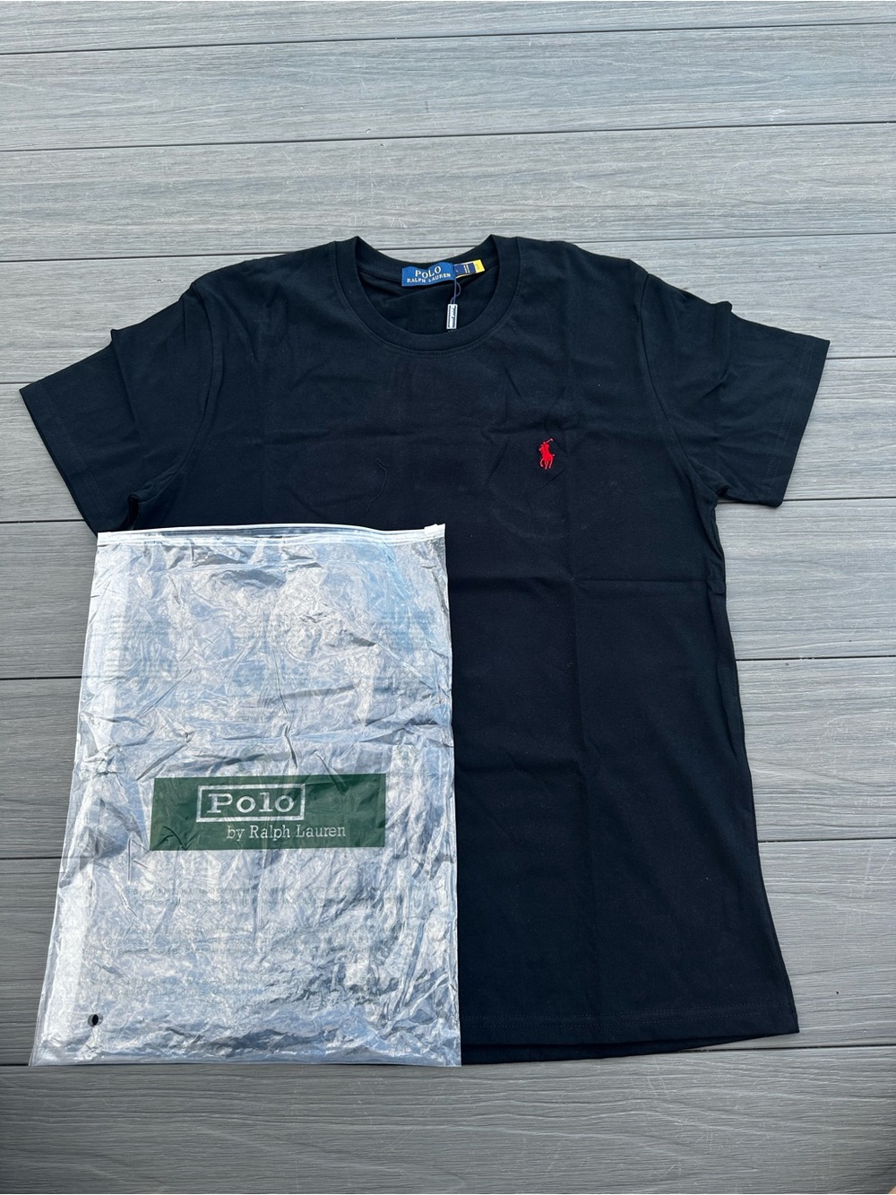 Ralph Lauren Black Short-Sleeve Crewneck Tee with Red Pony